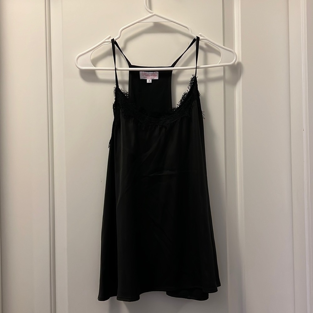 Silky Lace Trim Tank Top Cami